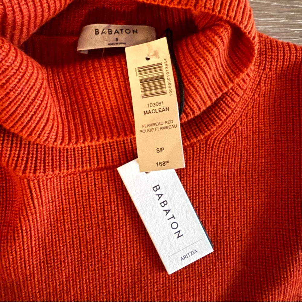NWT Aritzia Maclean Merino Wool Dress Oversized Turtleneck Sweater sz Small Red - Picture 7 of 9